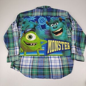 Vintage 90s Disney Custom Flannel Recycled Button Up Shirt SZ XL‎